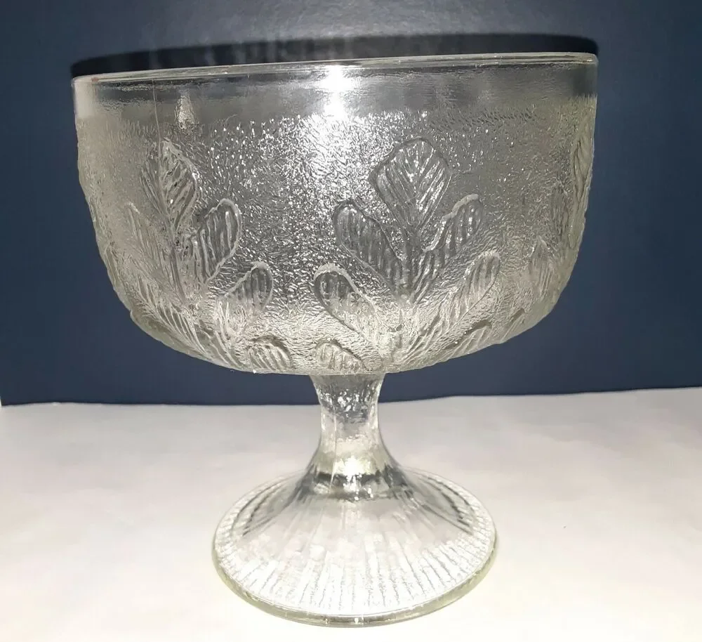 Vintage 1978 FTD Frosted Botanical Cut Goblet/ Vase Glass. Cottage, Farmhouse.